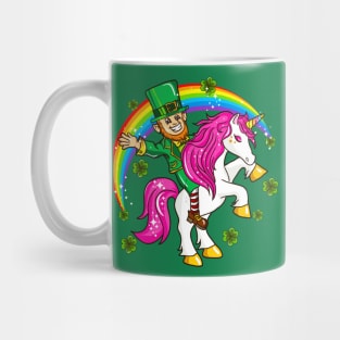 St Patricks Day Leprechaun Riding Unicorn Mug